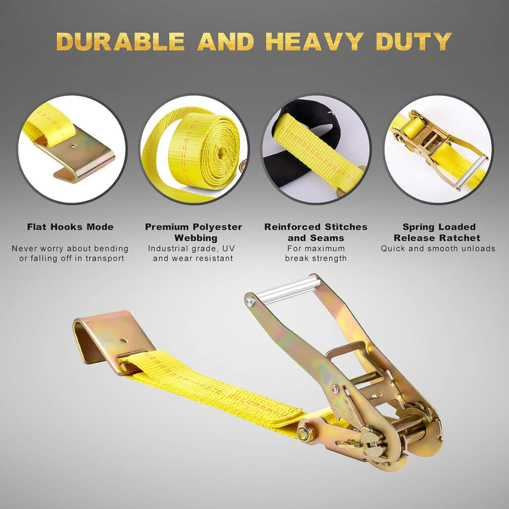 2”x 120'' Vehicle Tie Down Straps with Flat Hooks C563