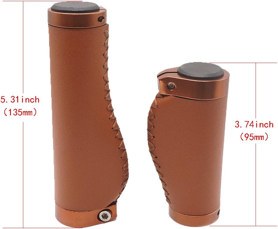 Brown PVC Microfiber Leather Ergonomic Bike Handle Grips W2516