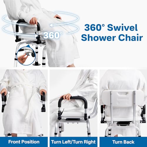 Black Heavy Duty Swivel Shower Chair with Arms Back P1699