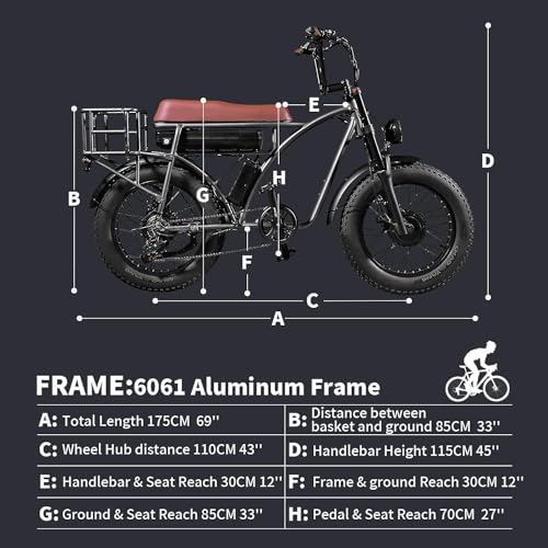 Electric Retro Cargo Bicycle 2000W Dual Motor 48V 18Ah 20" Fat Tire 7 Speed Ebike U2998