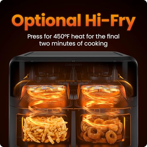 6 Quart Dual Basket Air Fryer Oven with Easy View Windows, Nonstick Frying Baskets - Black D2564