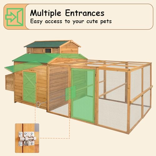 112" Large Wooden Chicken Coop with Chicken Run & Nesting Box T2008