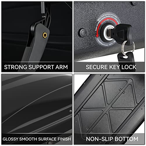 Rooftop Cargo Box Carrier Car Top Storage Case, 110 Lbs, 53" L x 34" W x 15" H, 11 17 Cubic Ft., Textured Black R55292