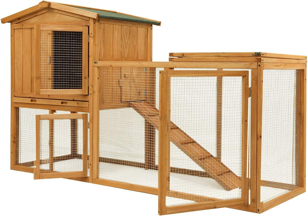Large Wooden Outdoor Chicken Coop with Removable Tray & Ramp J3551