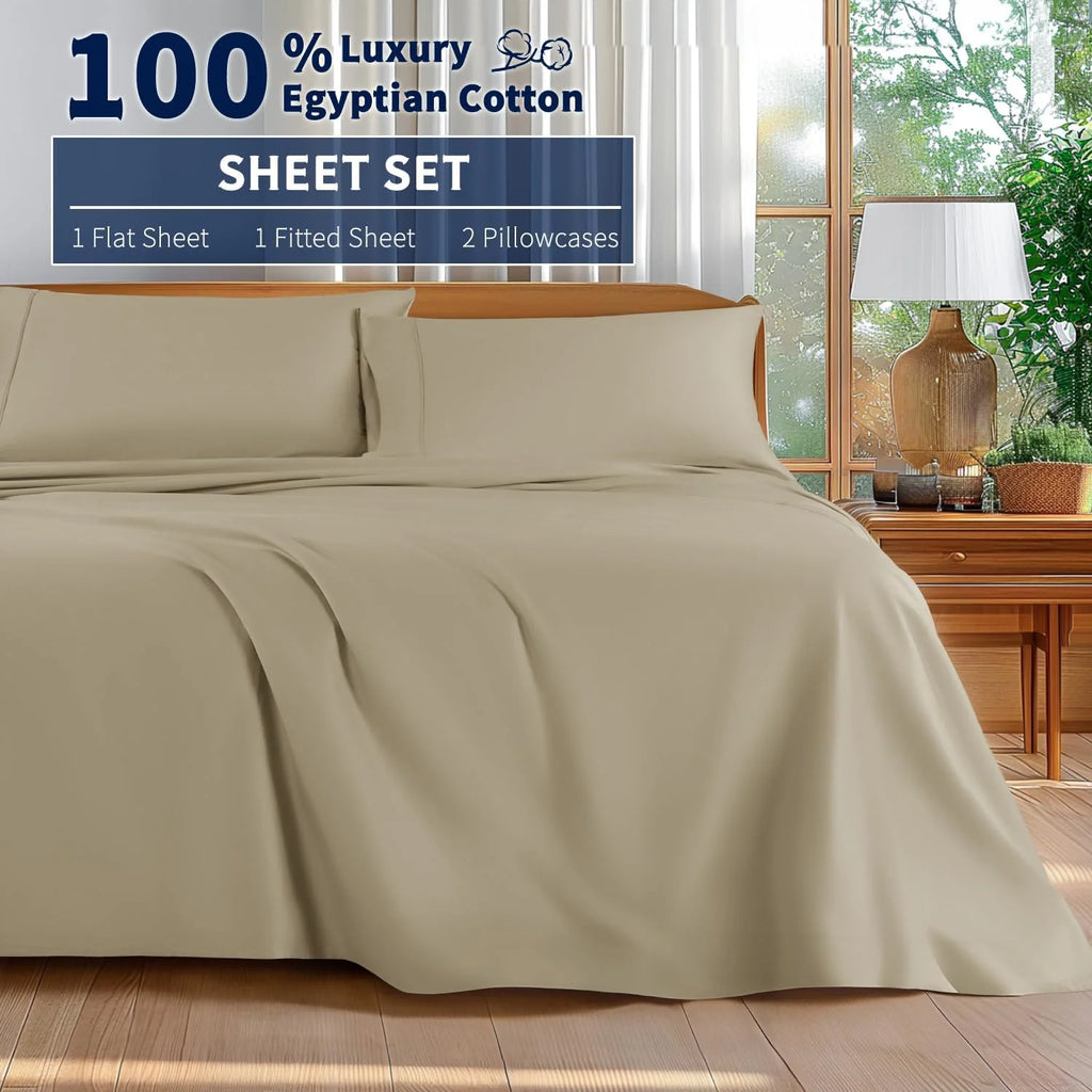 King Size 4-Piece 100% Egyptian Cotton Sheets Set R44687