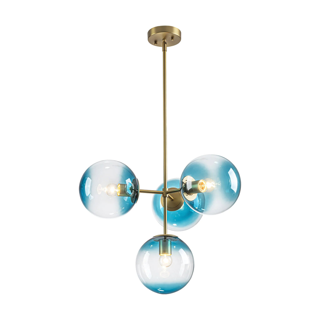 4-Light Gradient Blue Glass Chandelier Y900537