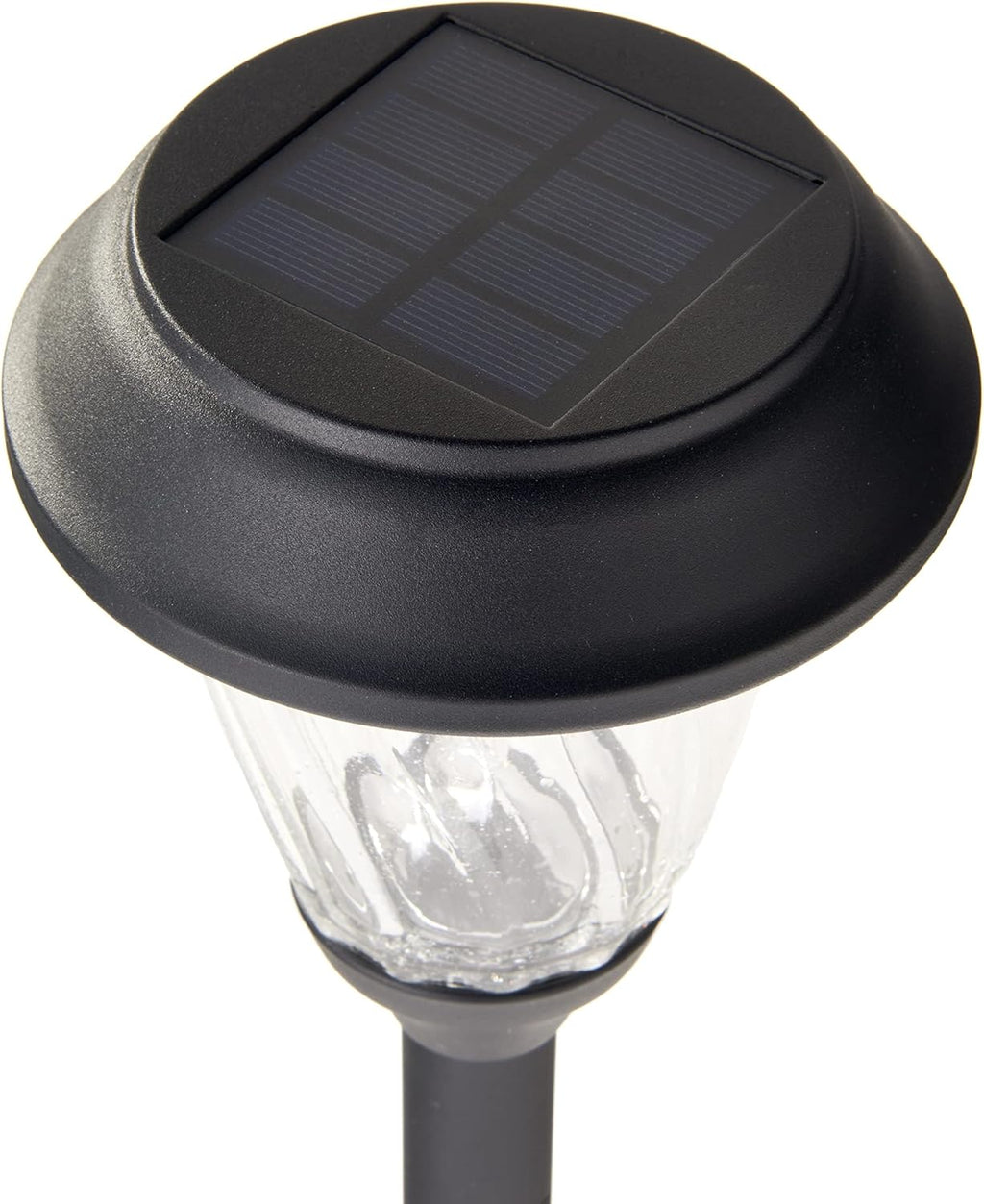4 Pack Warm White Black Metal Glass Solar Path Lights H664819
