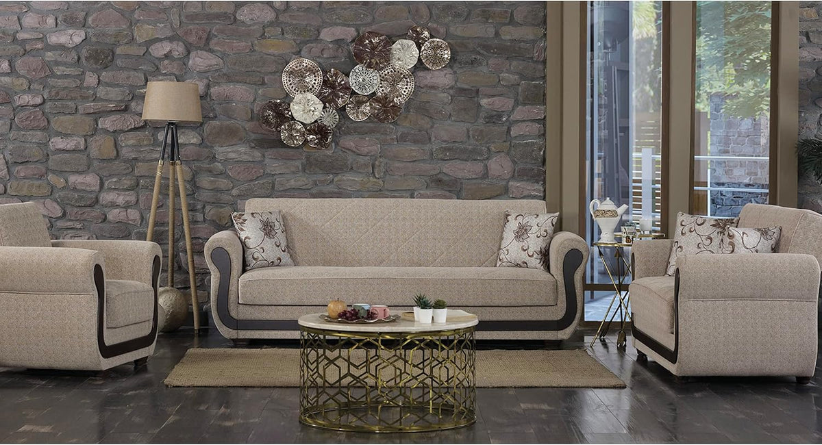 Beige Convertible Sleeper Chair with Storage H610