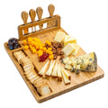 Bamboo Cheese Board and Knife Set 14x11 inch with 4 Cheese Knives P129633
