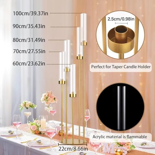 Matte Black 5 Arm Candelabra with Acrylic Shades I6376