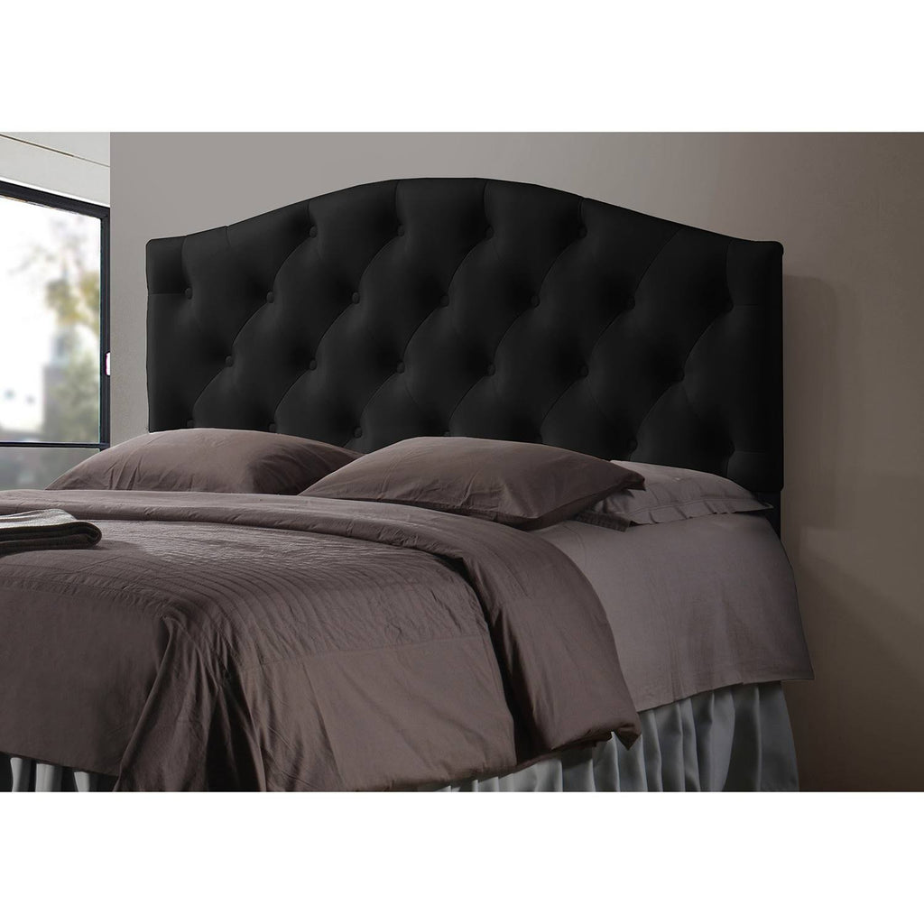 Full Size Black Faux Leather Upholstered Headboard V4070