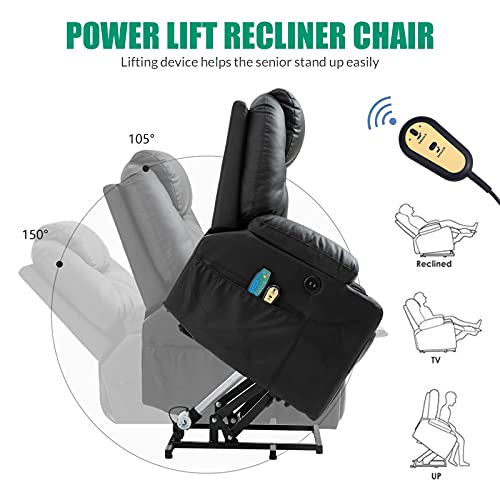Grey Fabric Power Lift Electric Recliner Chair with Cup Holders G3388