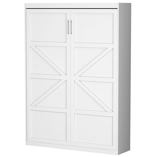 White Twin Size Murphy Wall Bed V15344