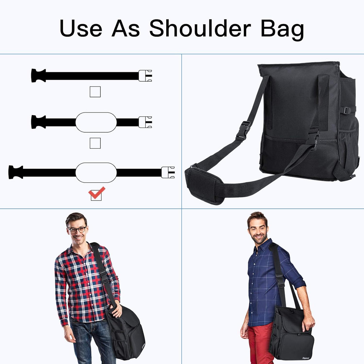 Black Car Front Seat Organizer Bag with 3 Adjustable Straps W142