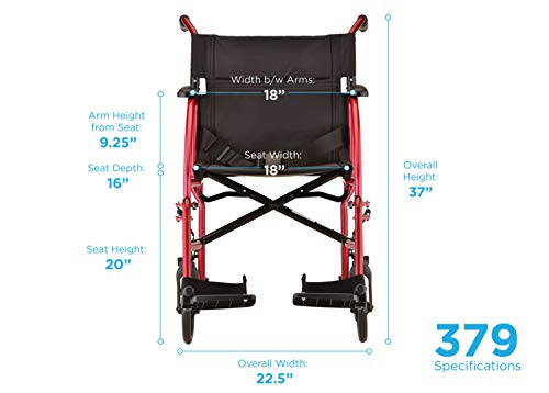 Red Ultra Lightweight Transport Chair L7527