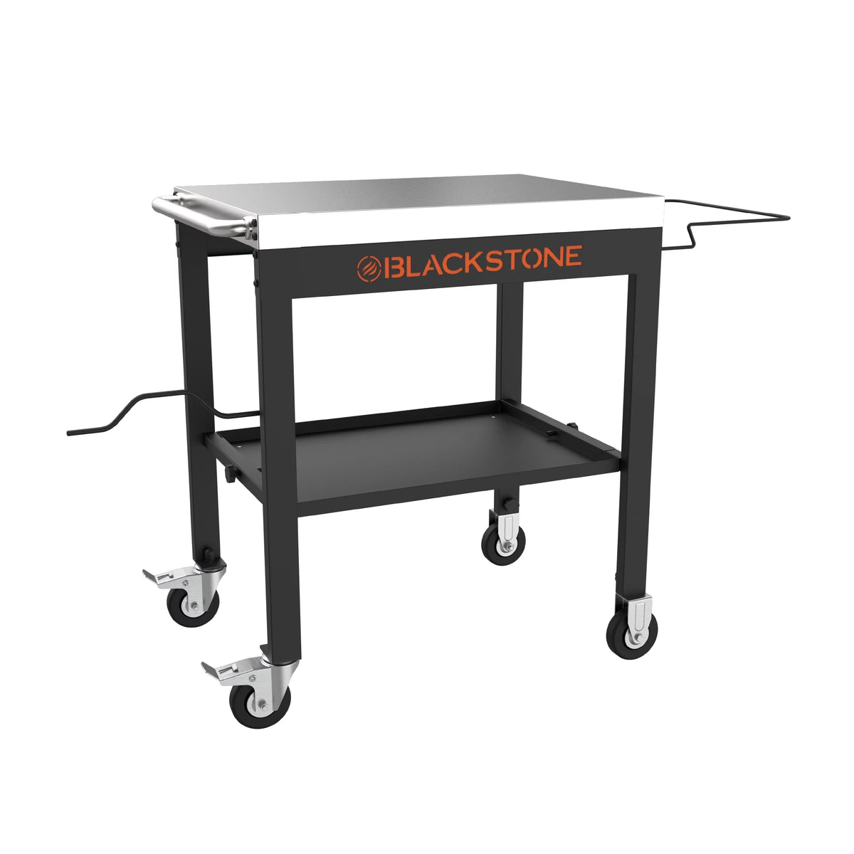 28" Portable Steel Prep Cart with Stainless Steel Top in Black D97161