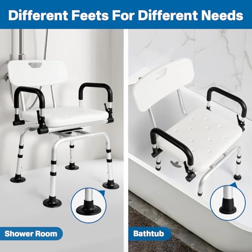 Black Heavy Duty Swivel Shower Chair with Arms Back P1699
