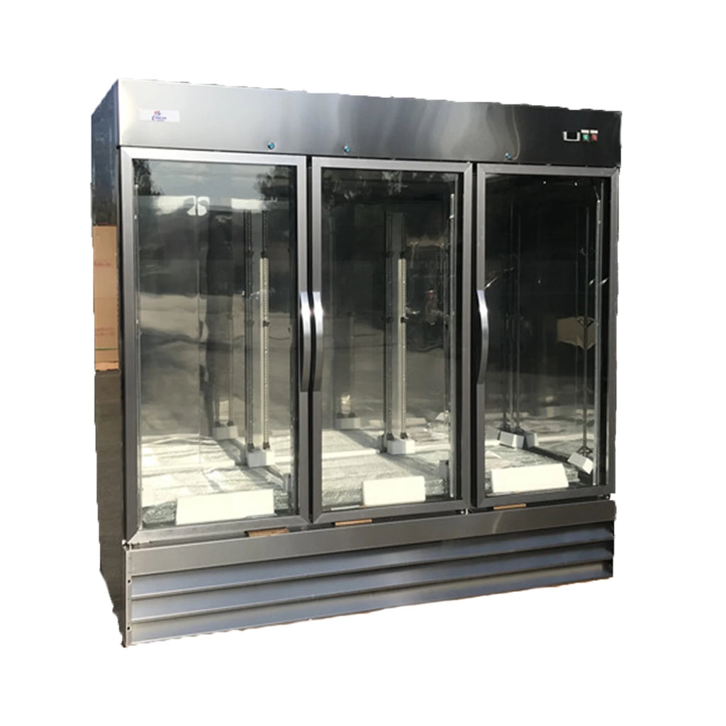 Three Glass Door Upright Reach-In Stainless Steel Commercial Refrigerator, 72 Cu. ft. X46508