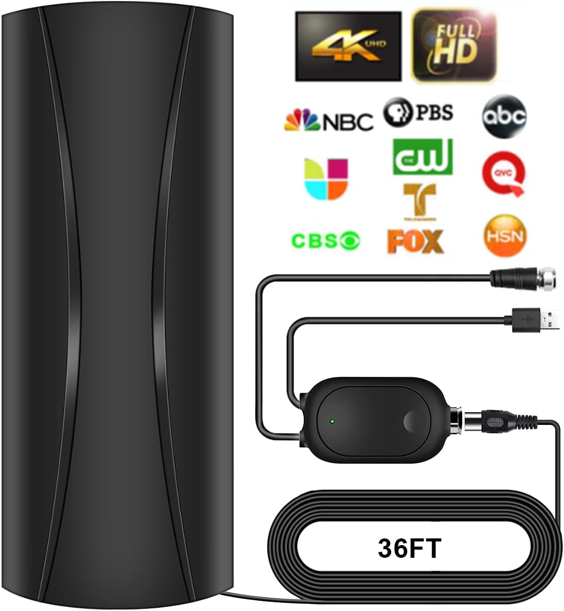 Digital TV Antenna with Amplifier Signal Booster and Coaxial Cable X8108