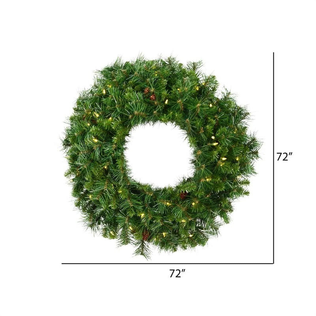 72" Pine Wreath with Warm White LED G12338