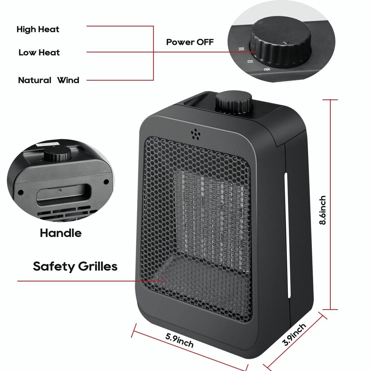 1500W Portable Electric Space Heater V7611
