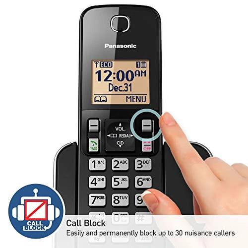 2 Handset Cordless Phone System with Amber Backlit Display (Black) Q634