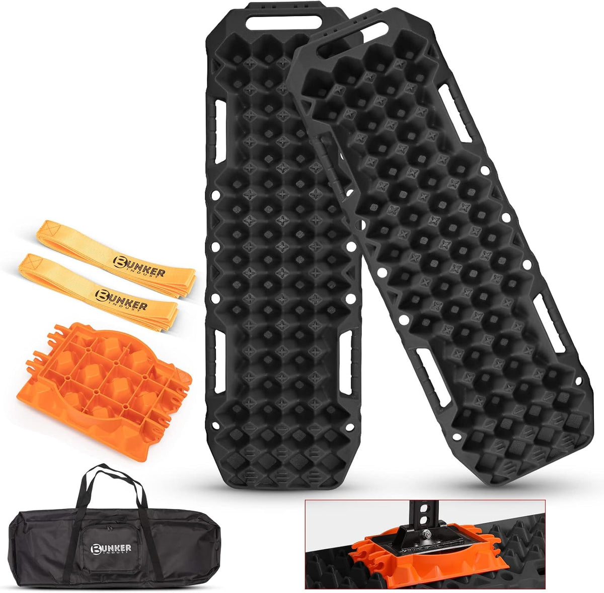 2 Pcs Red Off-Road Traction Boards with Carry Bag D69983