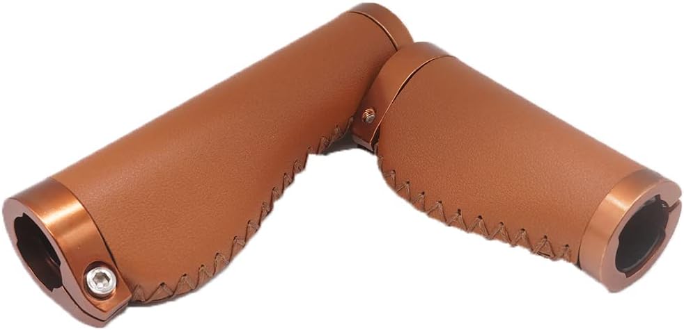 Brown PVC Microfiber Leather Ergonomic Bike Handle Grips W2516