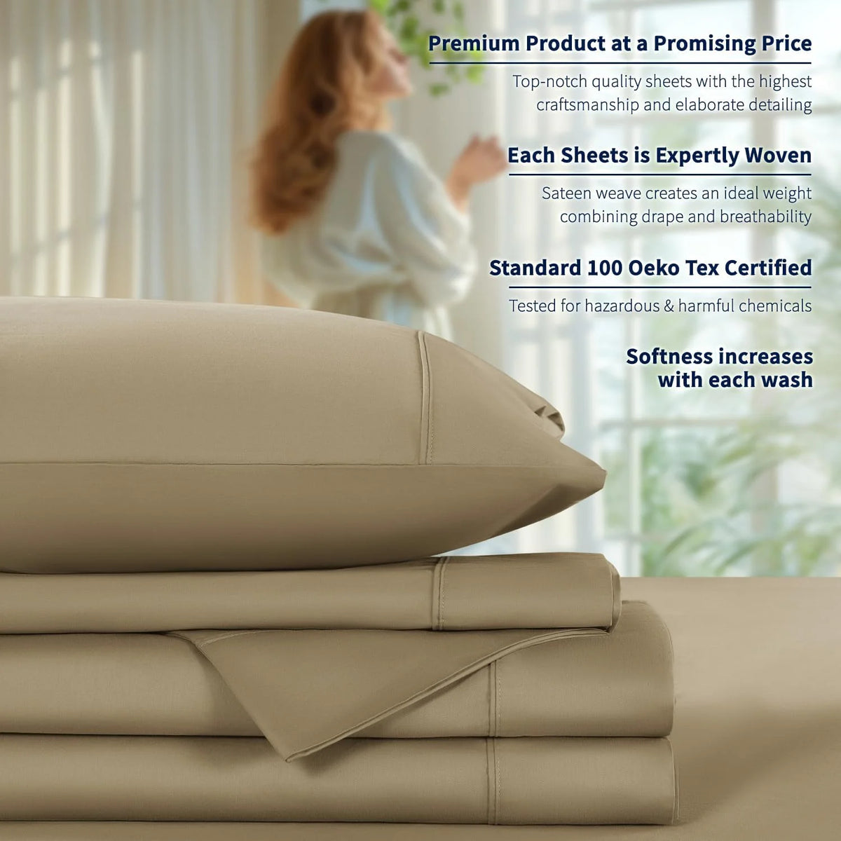 King Size 4-Piece 100% Egyptian Cotton Sheets Set R44687