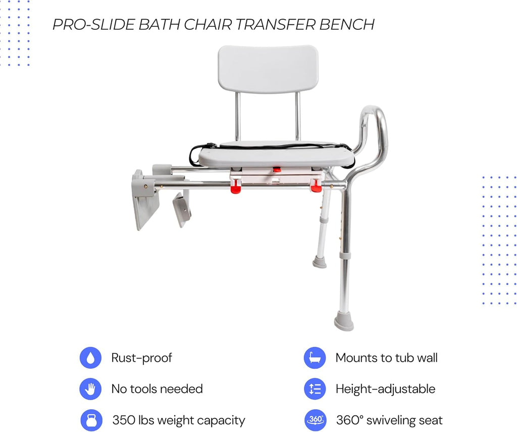 Tub-Mount Swivel Transfer Bench, Weight Capacity 350 LBs U5283