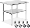 Stainless Steel Commercial Kitchen Prep & Work Table with 4 Casters B2074