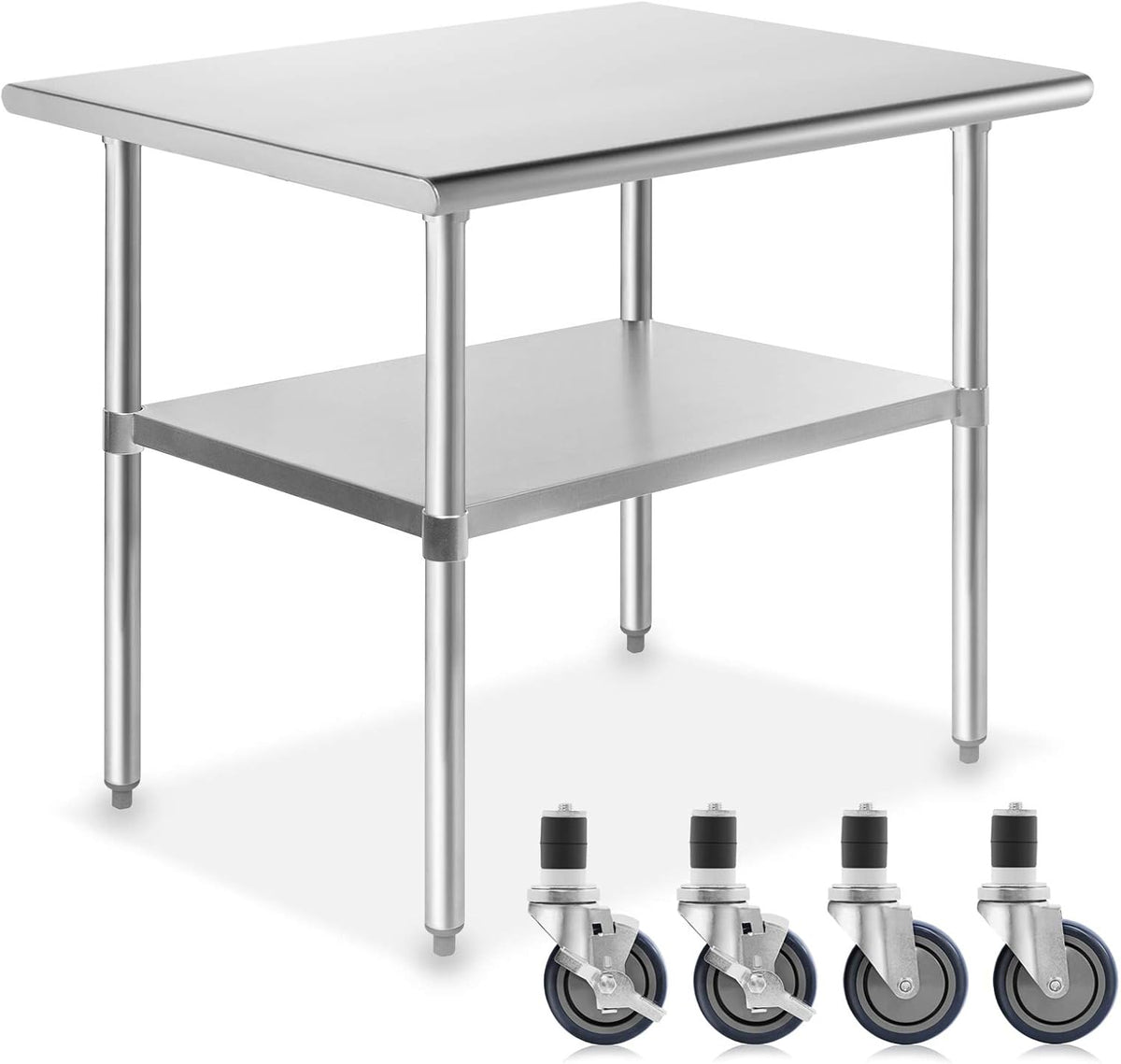 Stainless Steel Commercial Kitchen Prep & Work Table with 4 Casters B2074