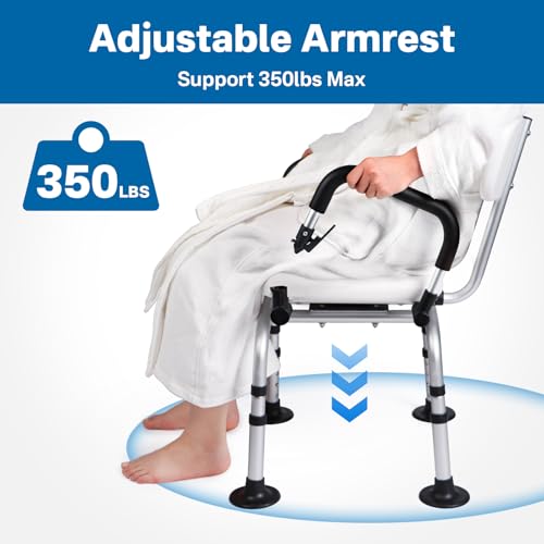 Black Heavy Duty Swivel Shower Chair with Arms Back P1699