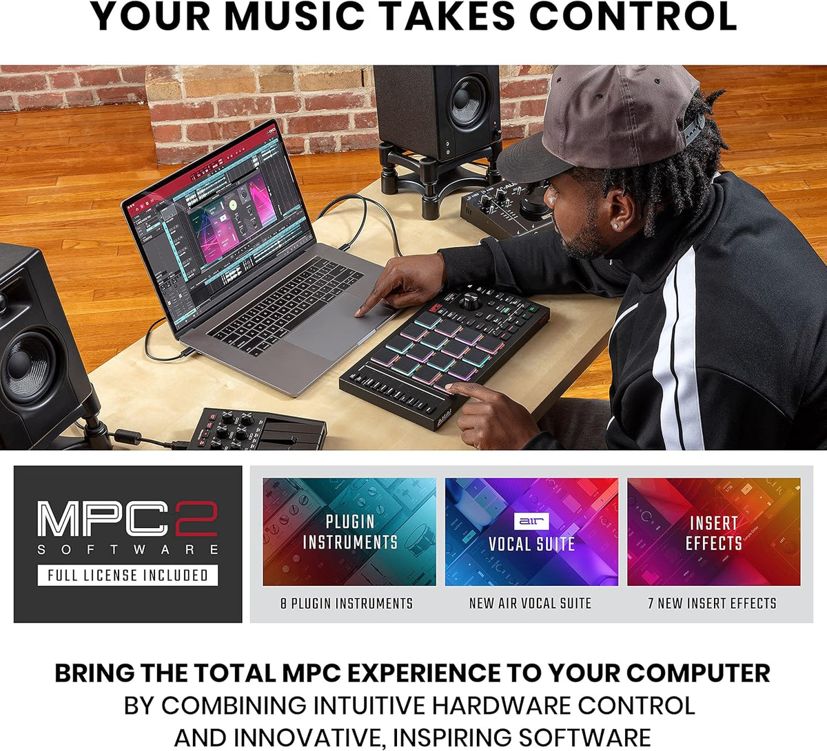MPC Studio MIDI Controller with 8 Backlit Drum Pads, Grey C228128