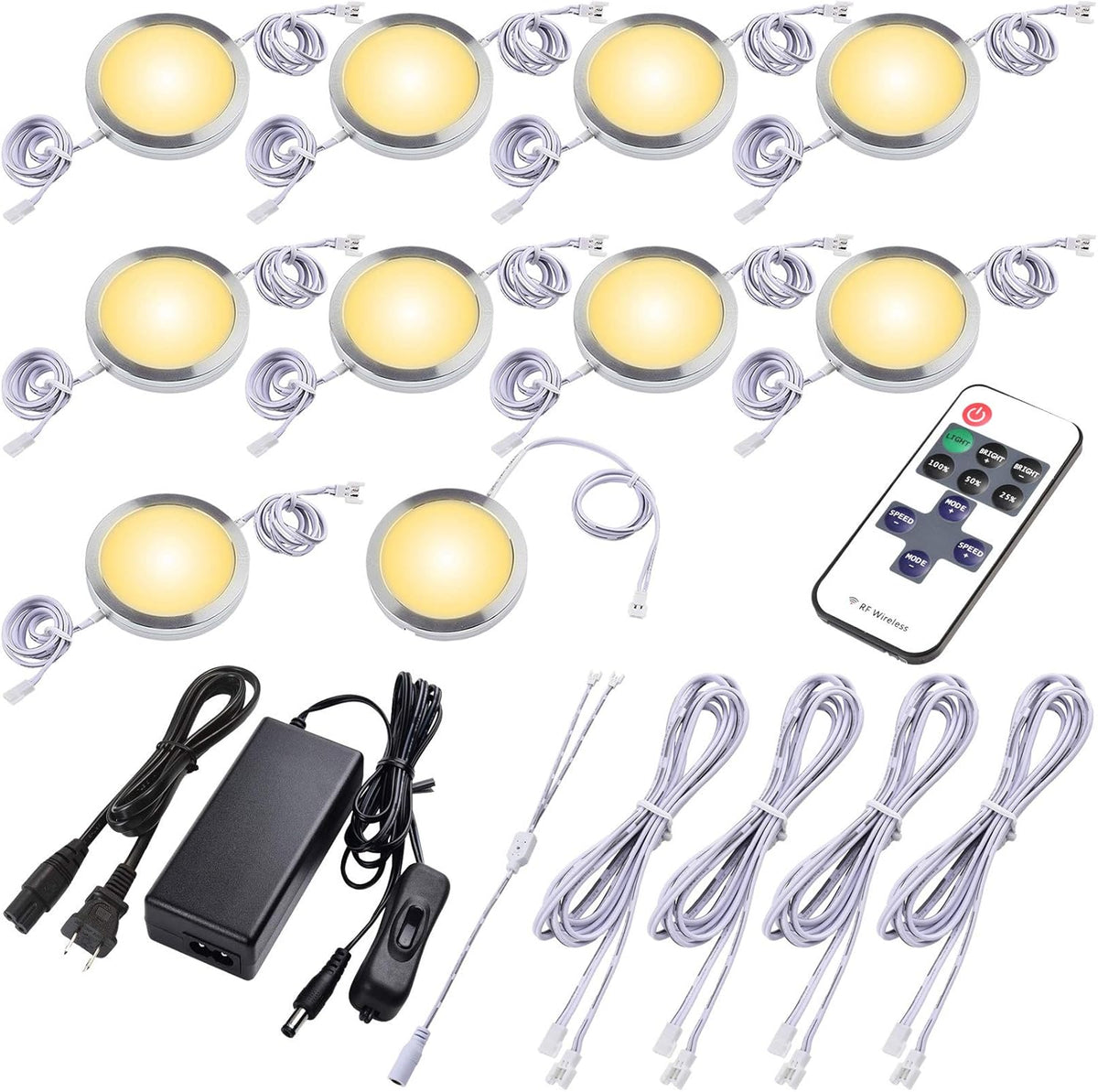 Dimmable Linkable Wired LED Puck Lights, 14 Lights Q128719