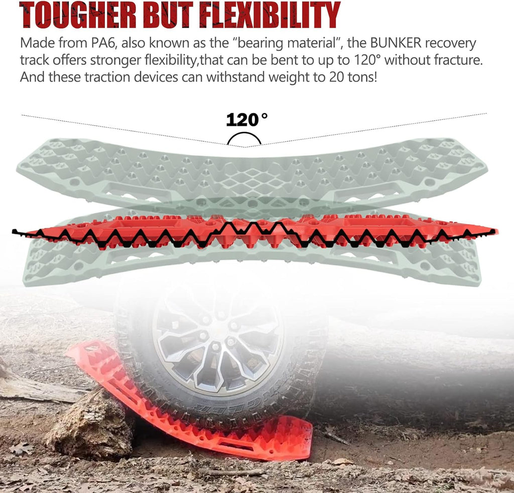 2 Pcs Red Off-Road Traction Boards with Carry Bag D69983