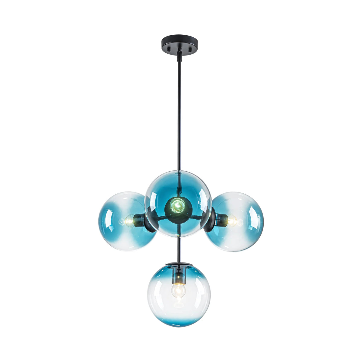 4-Light Gradient Blue Glass Chandelier Y900537