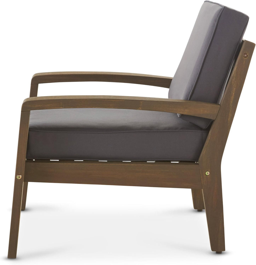 Acacia Wood Club Chairs, Gray, 2-Pcs Set T3071