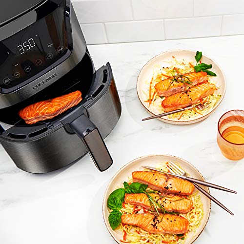 6 Quart Dual Basket Air Fryer Oven with Easy View Windows, Nonstick Frying Baskets - Black D2564