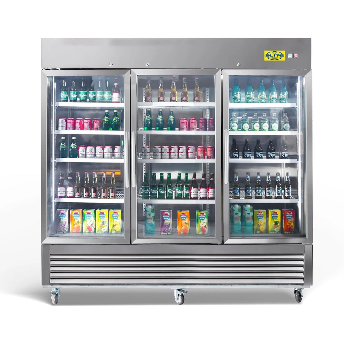 Three Glass Door Upright Reach-In Stainless Steel Commercial Refrigerator, 72 Cu. ft. X46508