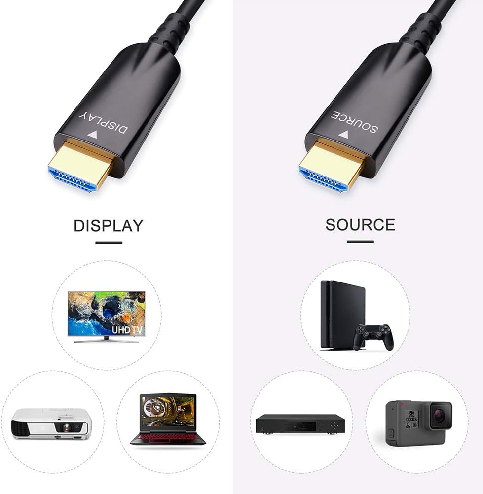 50m Fiber Optic HDMI Cable 4K 30Hz 1080p 60Hz Black K669