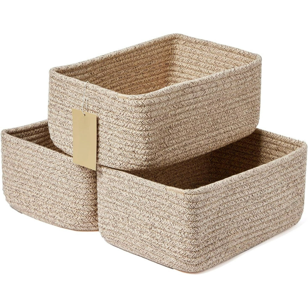 3 Packs Oxide Red Woven Rope Storage Baskets S216