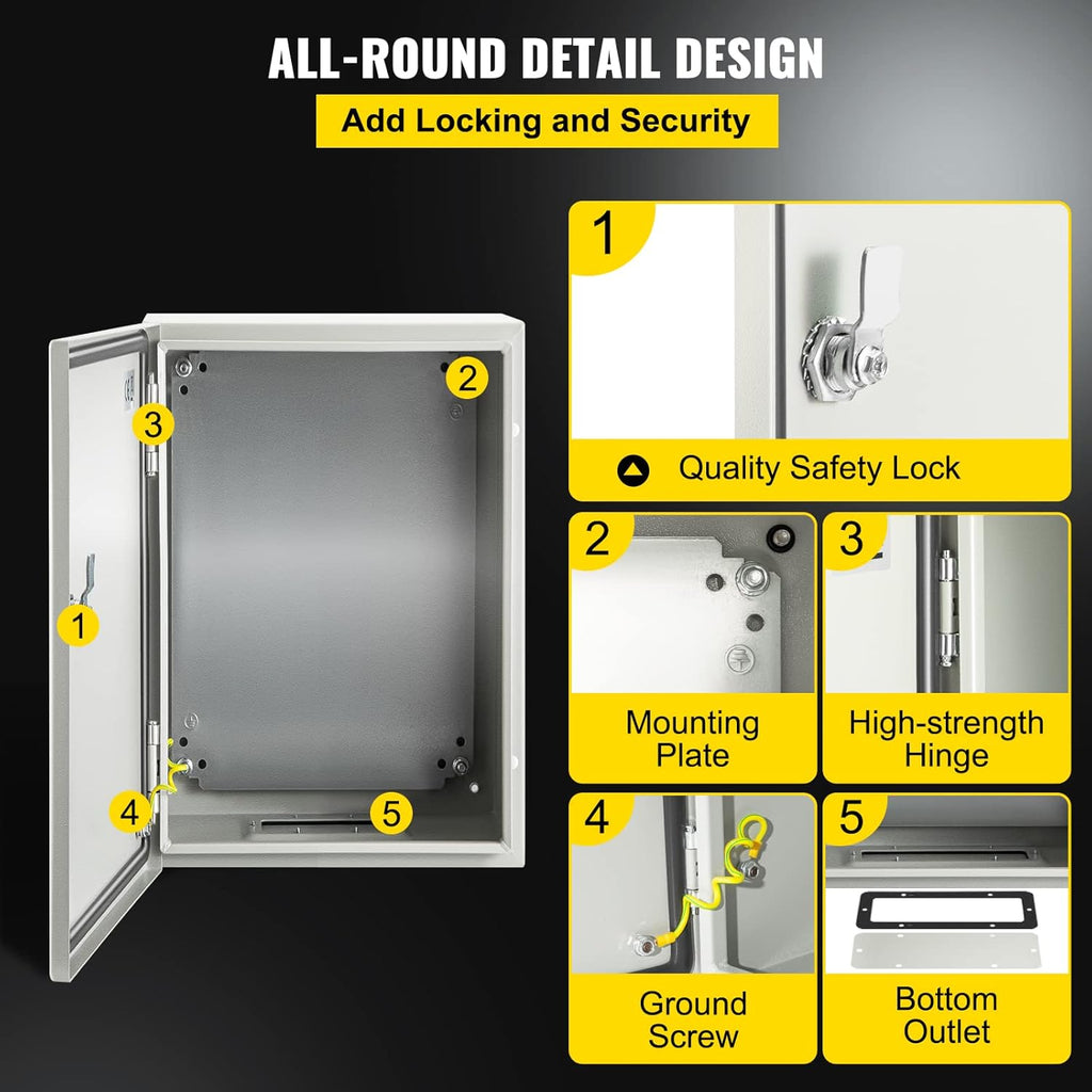 NEMA 4X Steel Electrical Enclosure, 12 x 8 x 8'' IP66 Waterproof N477733
