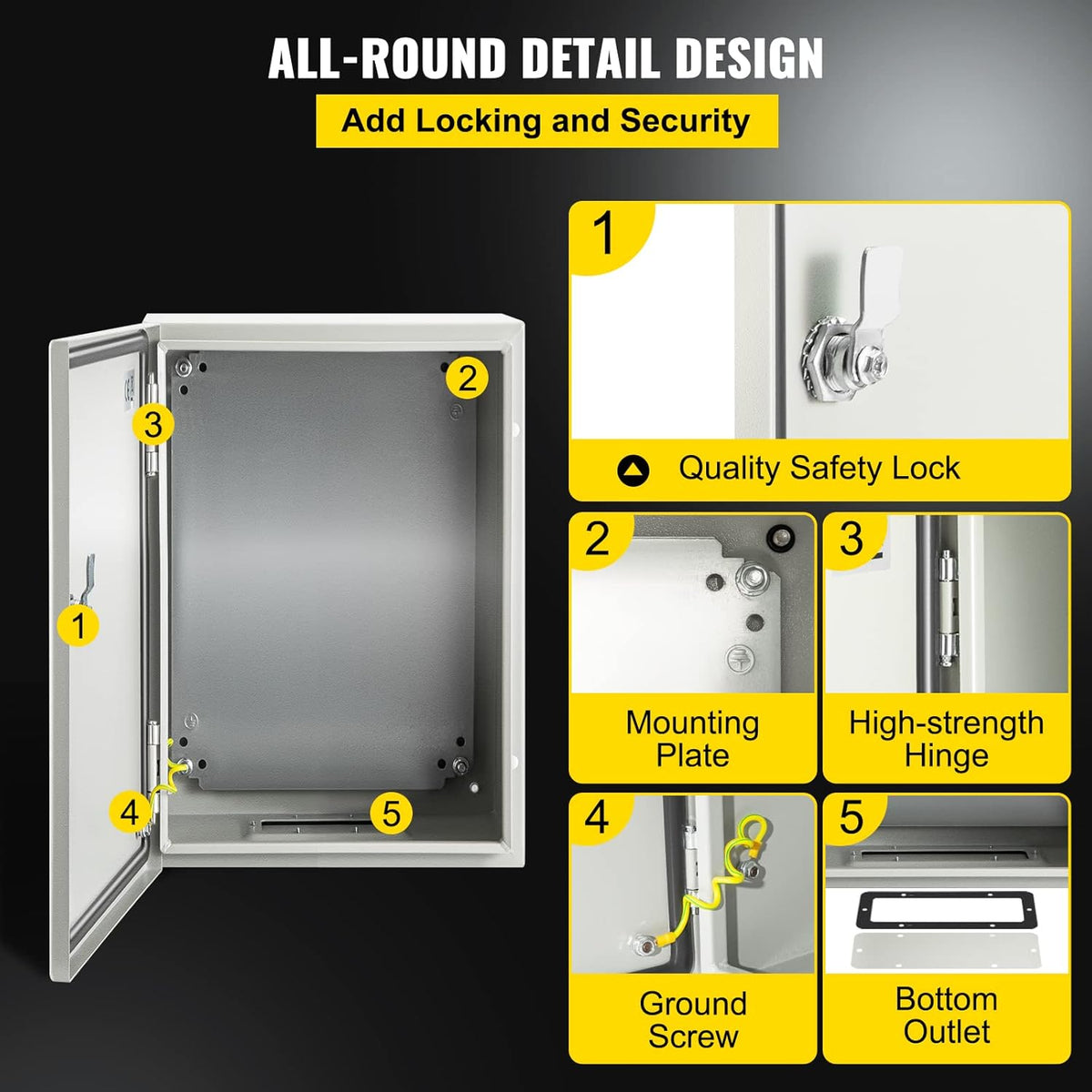 NEMA 4X Steel Electrical Enclosure, 12 x 8 x 8'' IP66 Waterproof N477733
