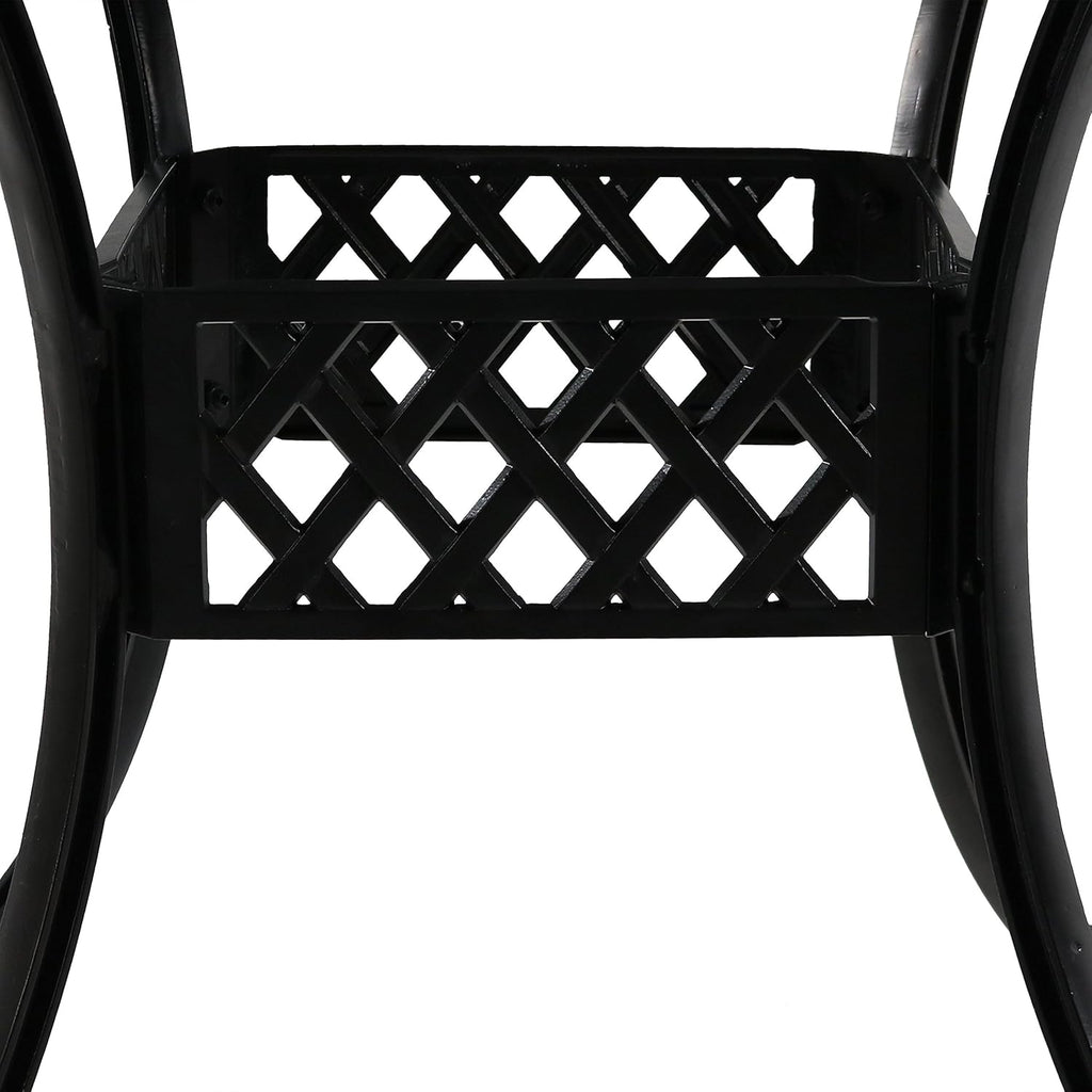Round Cast Aluminum Patio Dining Table with Umbrella Hole Z73765