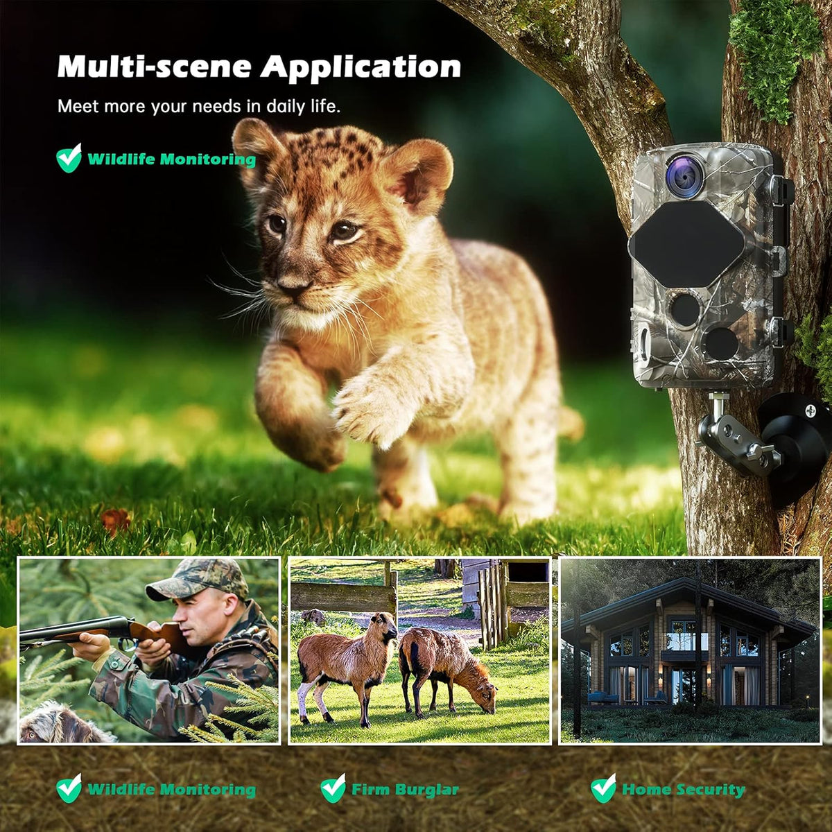 4K 24MP WiFi Trail Camera with Night Vision, IP66 Waterproof, Pack of 2 P869