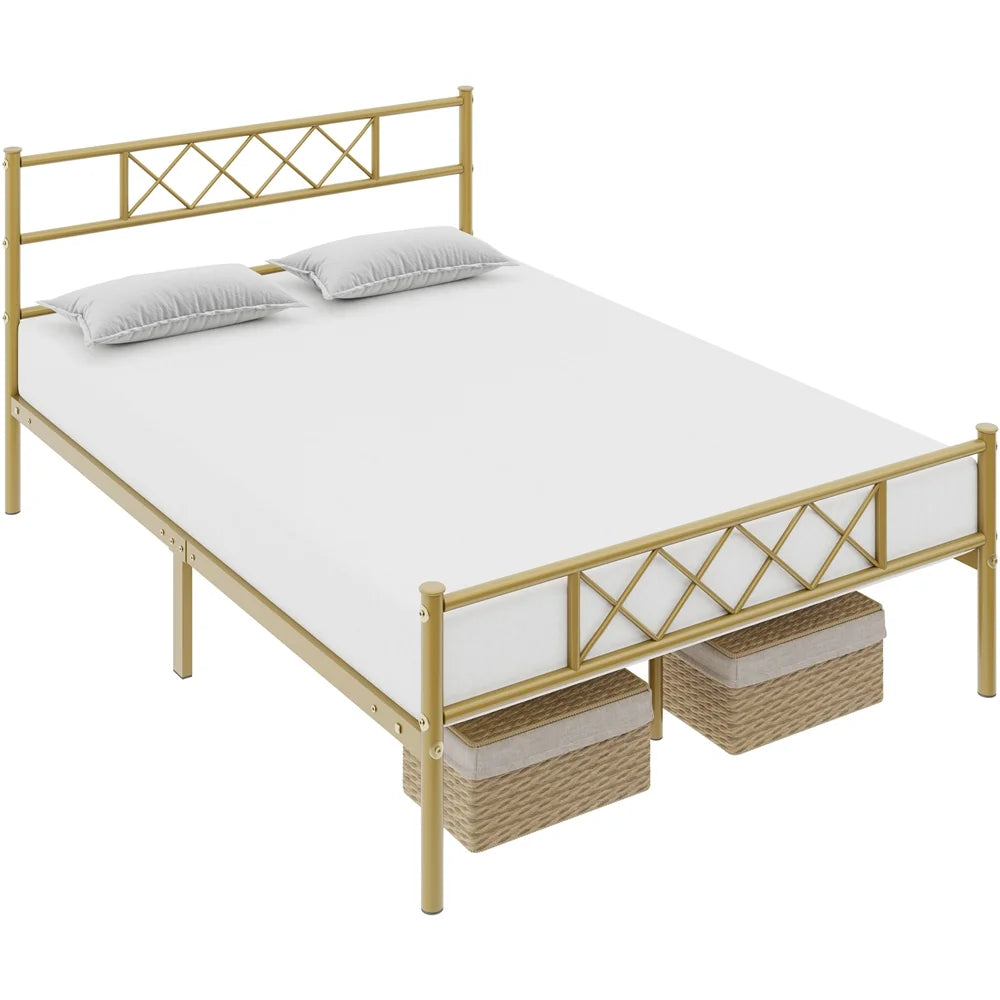 White Twin Metal Bed Frame with Headboard & Footboard C2225