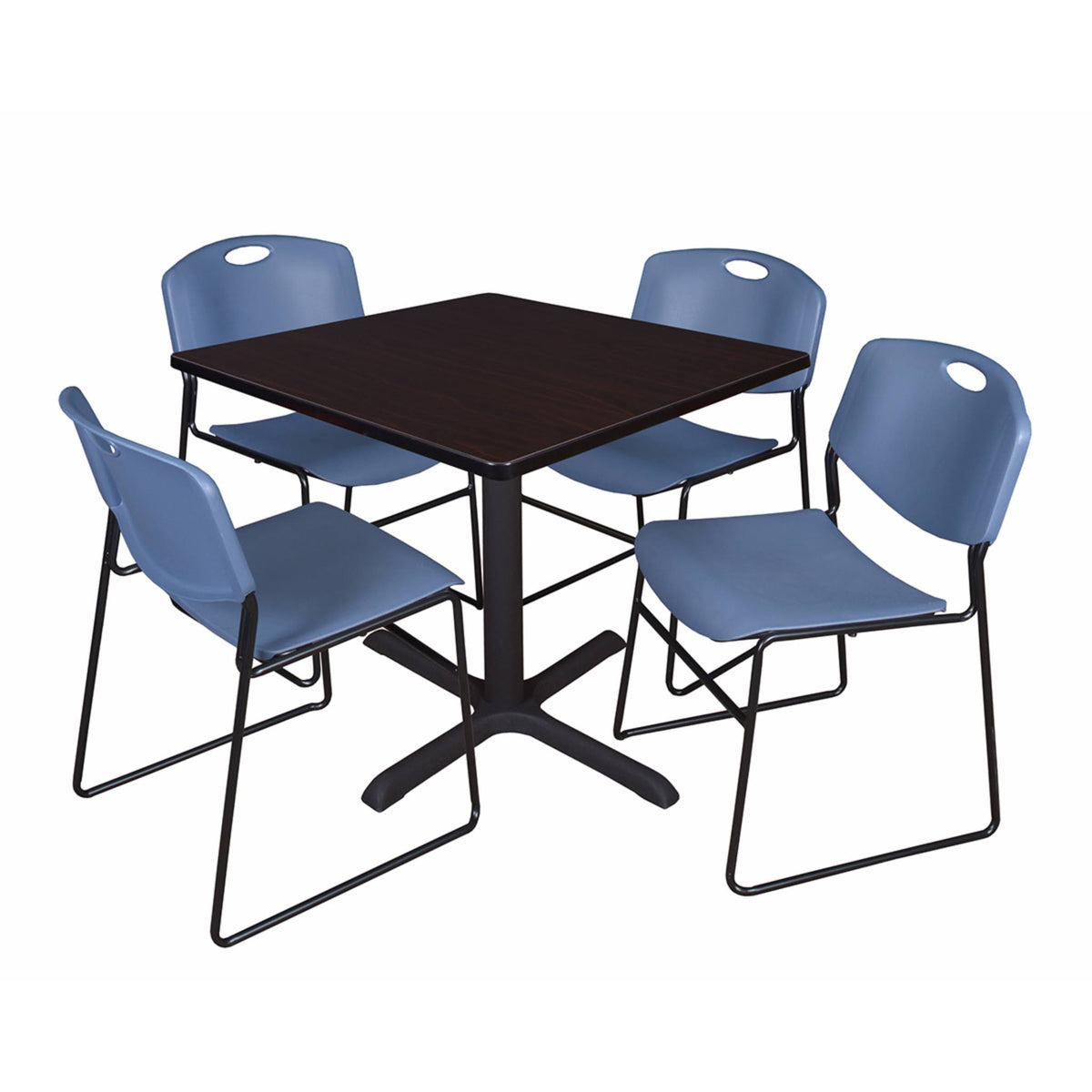 36x22 Square Breakroom Table with 4 Stack Chairs Y98305