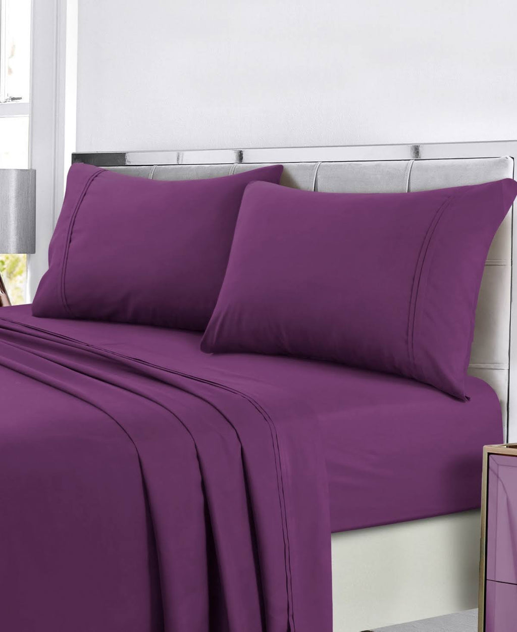 King Dark Red Easy-Care Sheet Set S379181