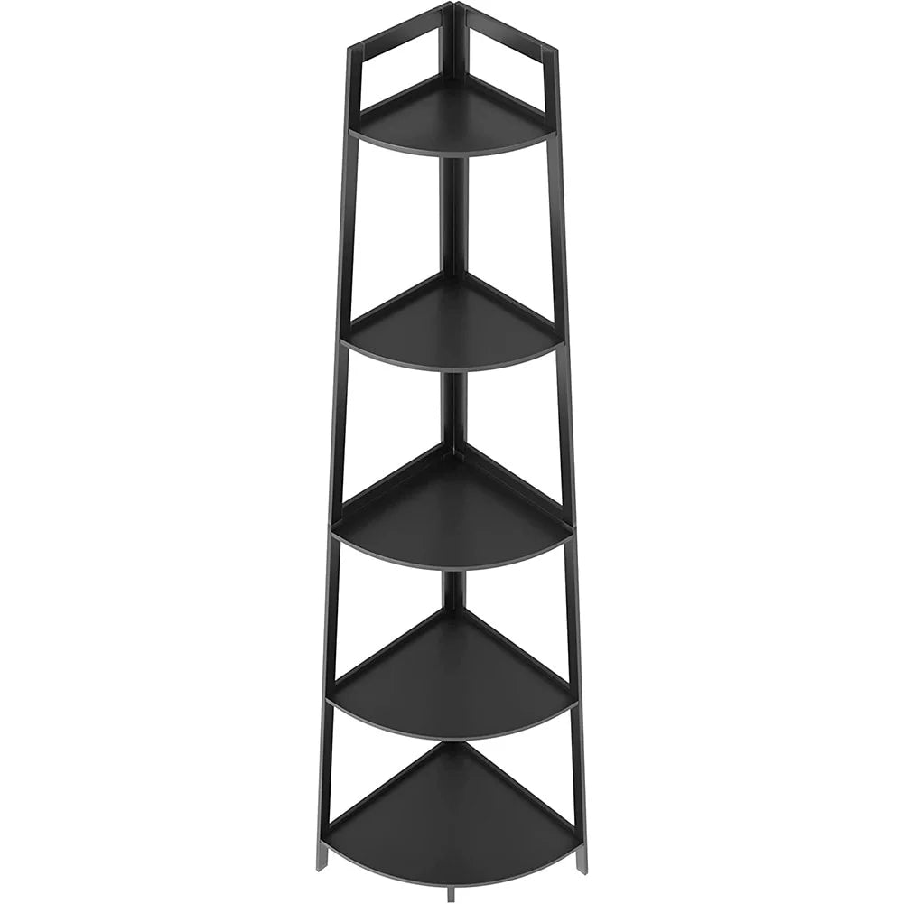 Black 5 Tier Corner Bookcase W34970